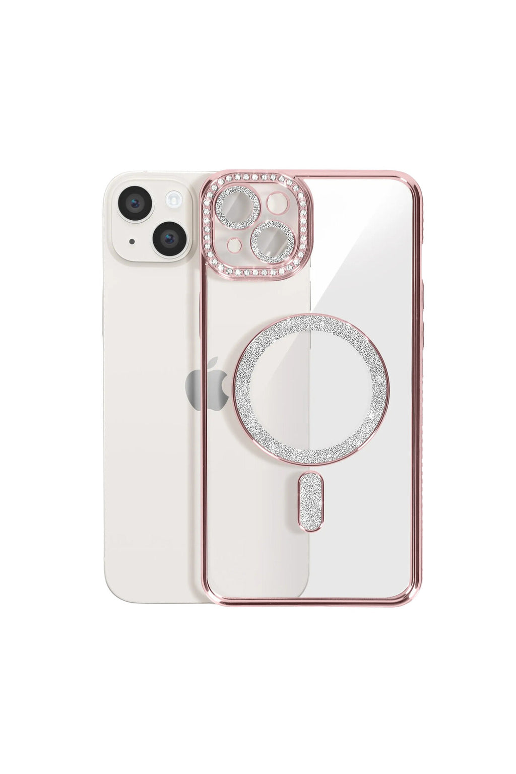 Apple iPhone 15 Uyumlu Kılıf Joke Simli Magneticsafe Kılıf - Pembe