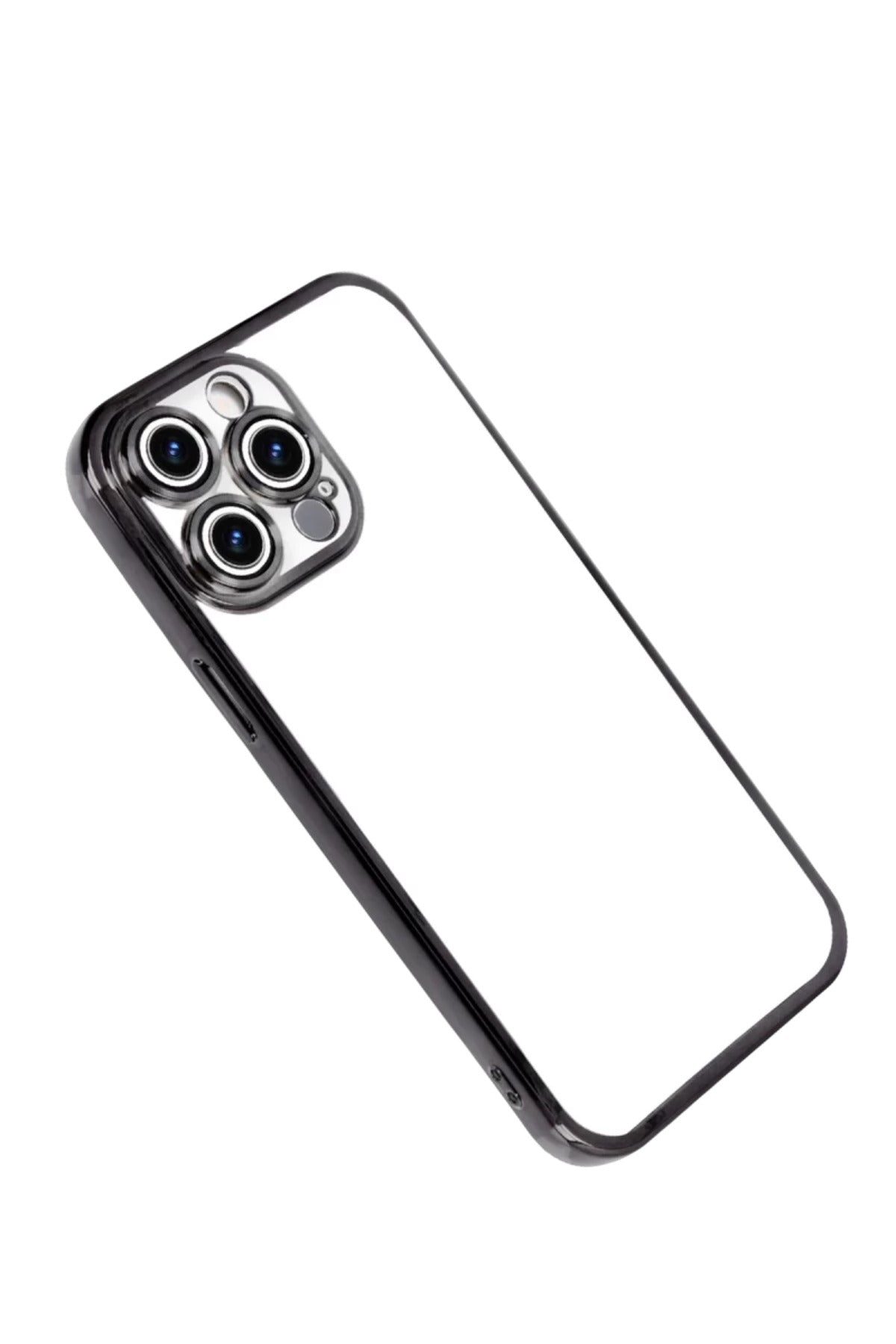 Apple iPhone 15 Pro Max Uyumlu Lensli Silikon - Siyah