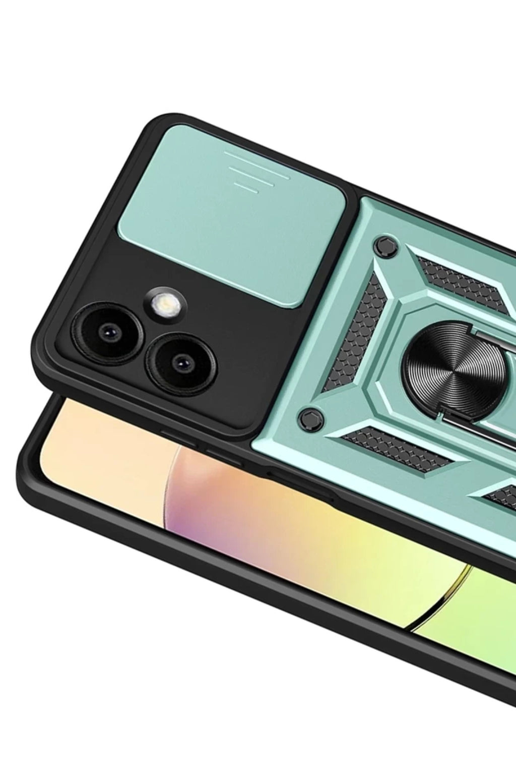 Samsung Galaxy A07 4G Uyumlu Pars Lens Yüzüklü Silikon - Yeşil