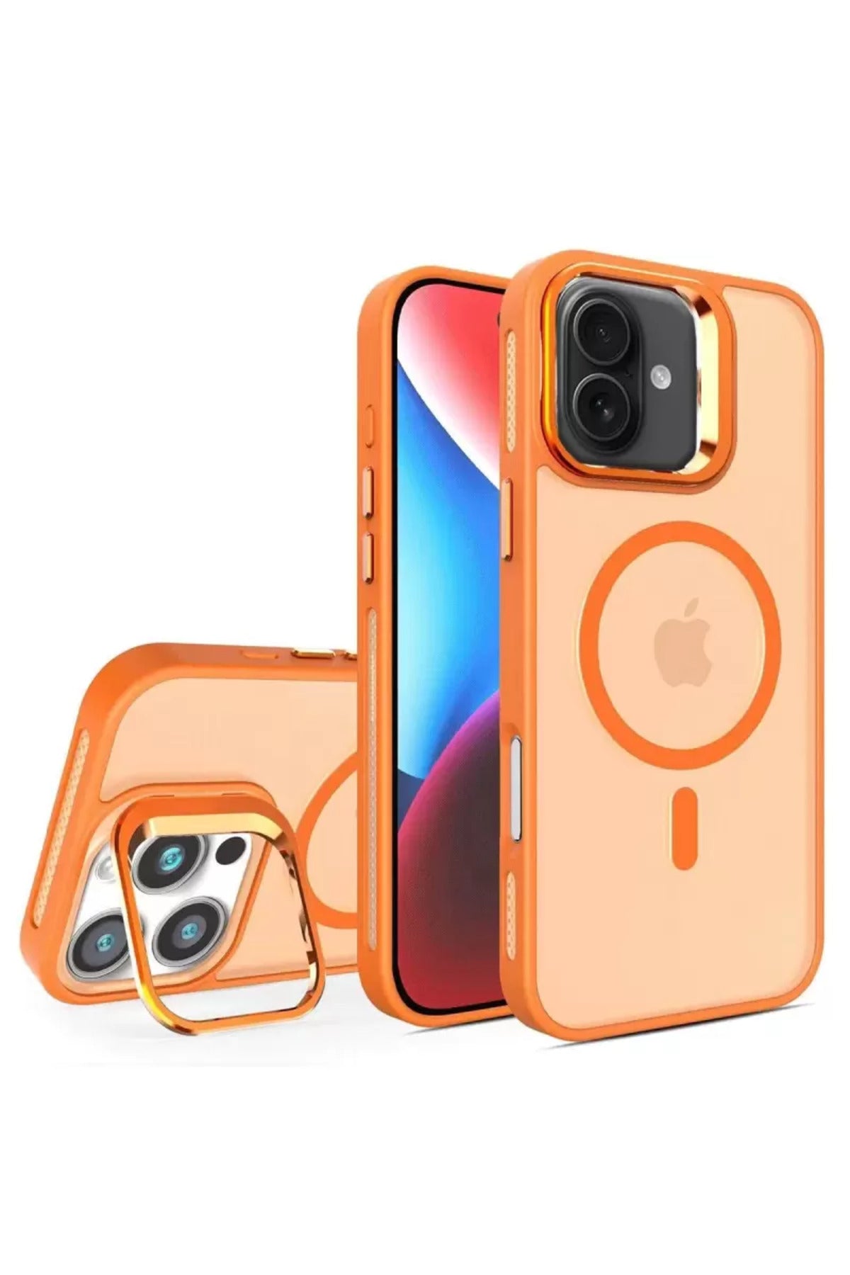 Joko Apple iPhone 16 Uyumlu Flet Lens Magsafe Kapak - Turuncu