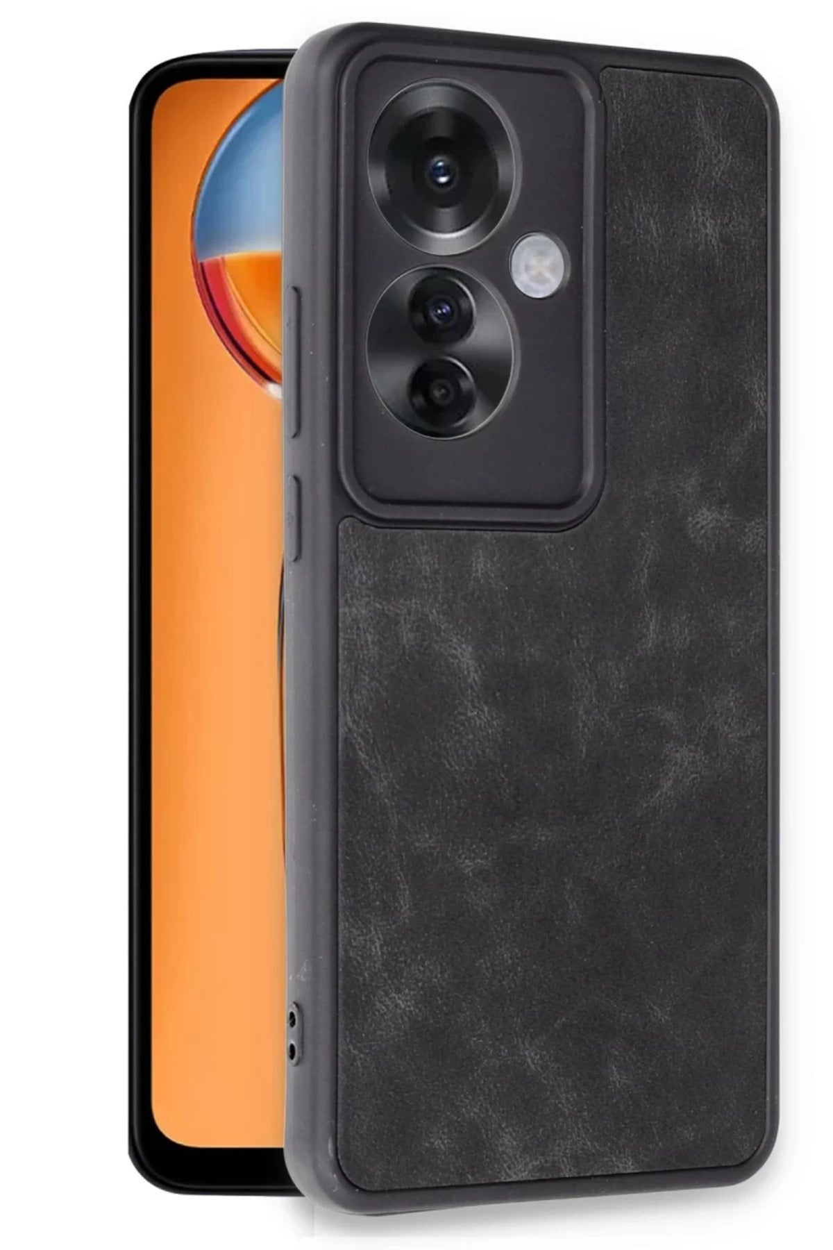Oppo Reno 11F Uyumlu Kılıf Aras Deri Kapak - Siyah