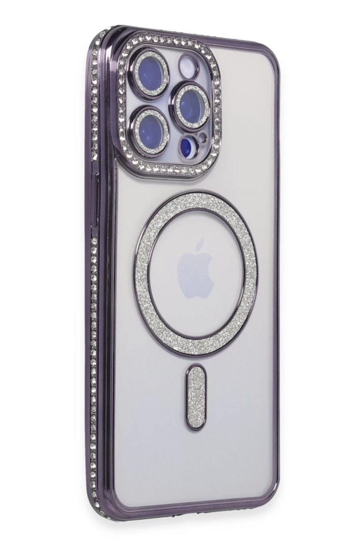 Apple iPhone 15 Pro Max Uyumlu Kılıf Joke Simli Magneticsafe Kılıf - Derin Mor