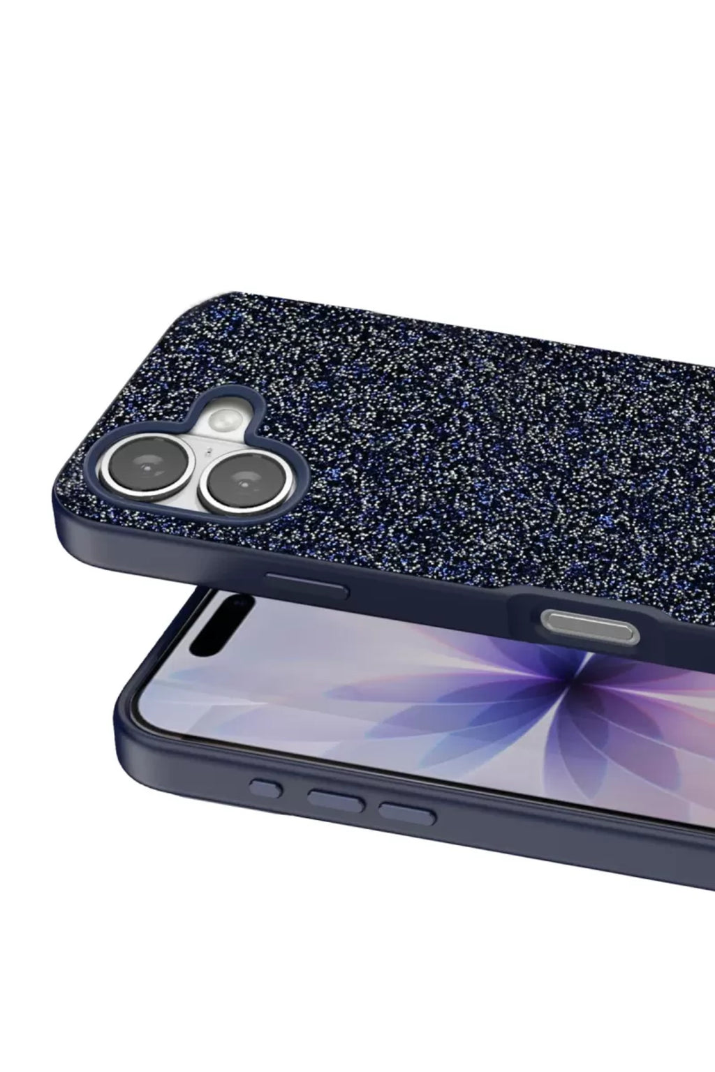 Onegif Apple iPhone 17 Uyumlu Bright Simli Kapak - Mavi