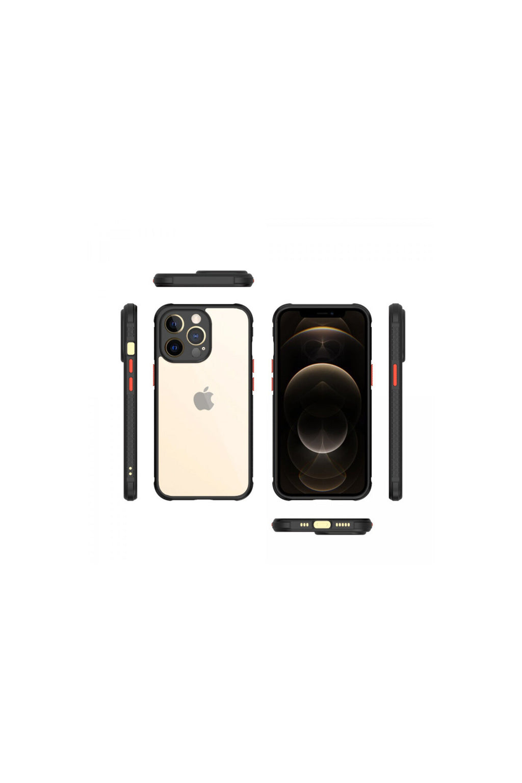 Apple iPhone 13 Pro Uyumlu Kılıf Miami Şeffaf Silikon - Siyah