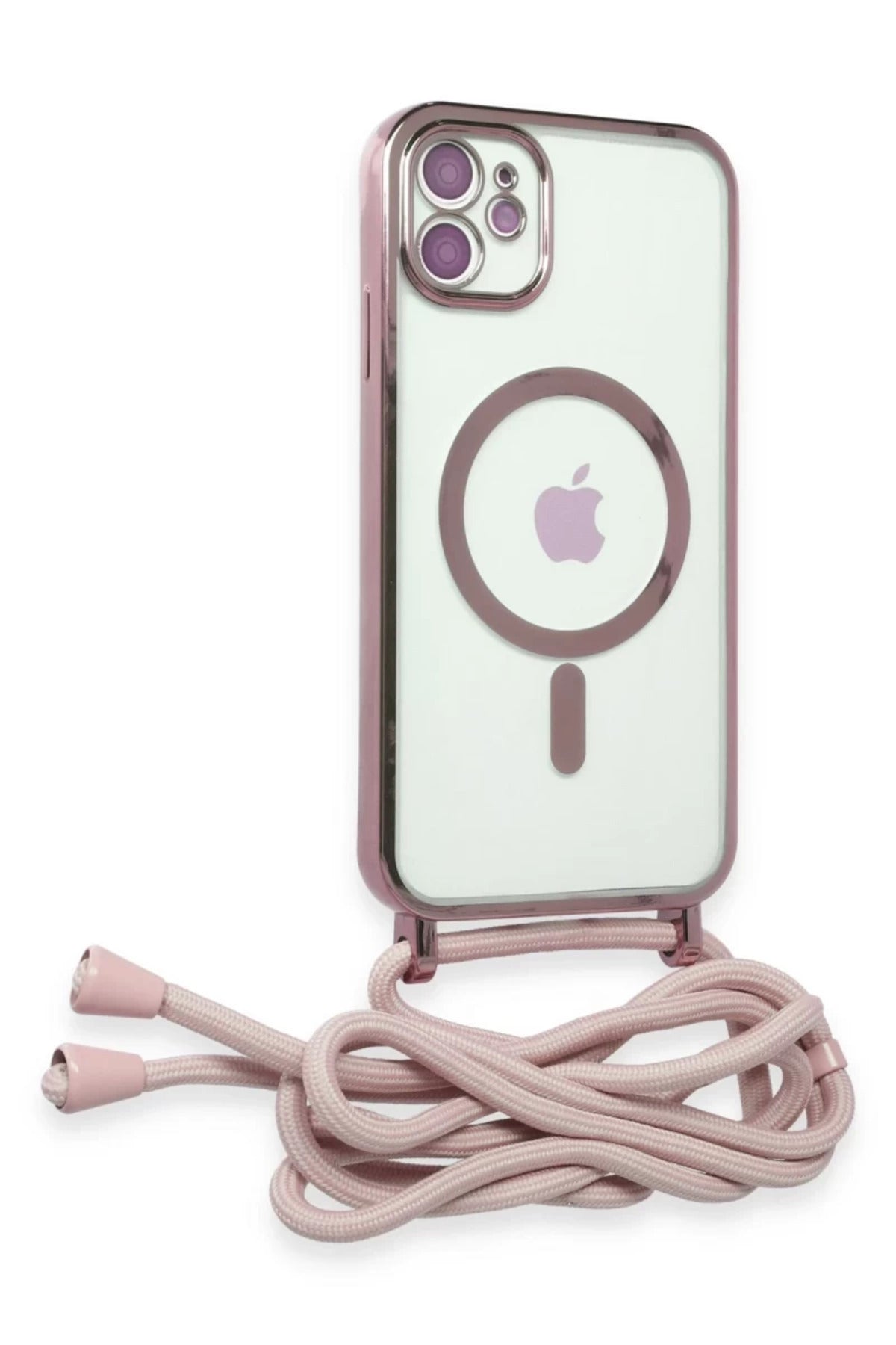 Apple iPhone 11 Uyumlu Kılıf Divo Lazer Askılı Magsafe Kapak - Pembe