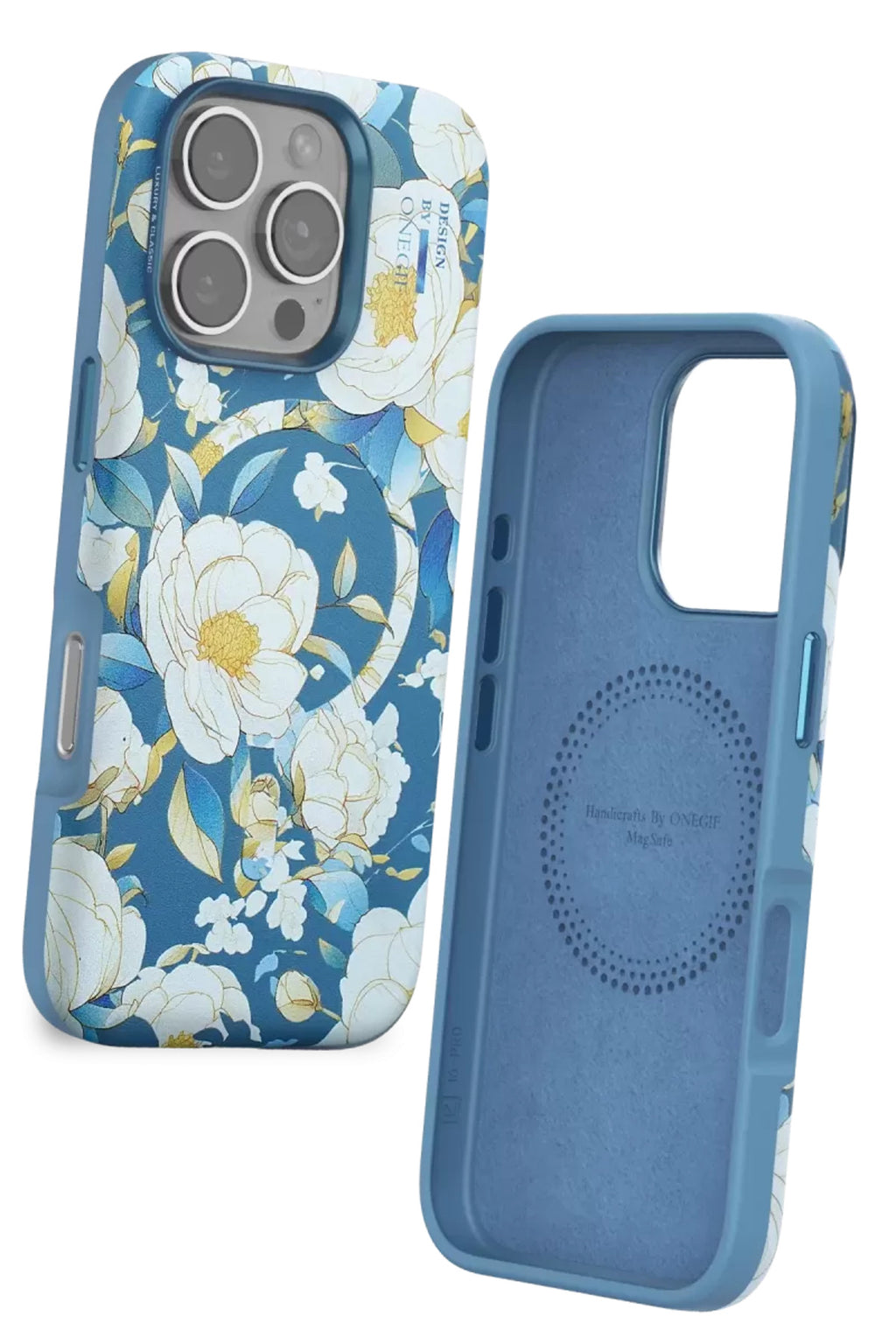 Onegif Apple iPhone 16 Pro Max Uyumlu Flower Series Magsafe Kapak - Mavi