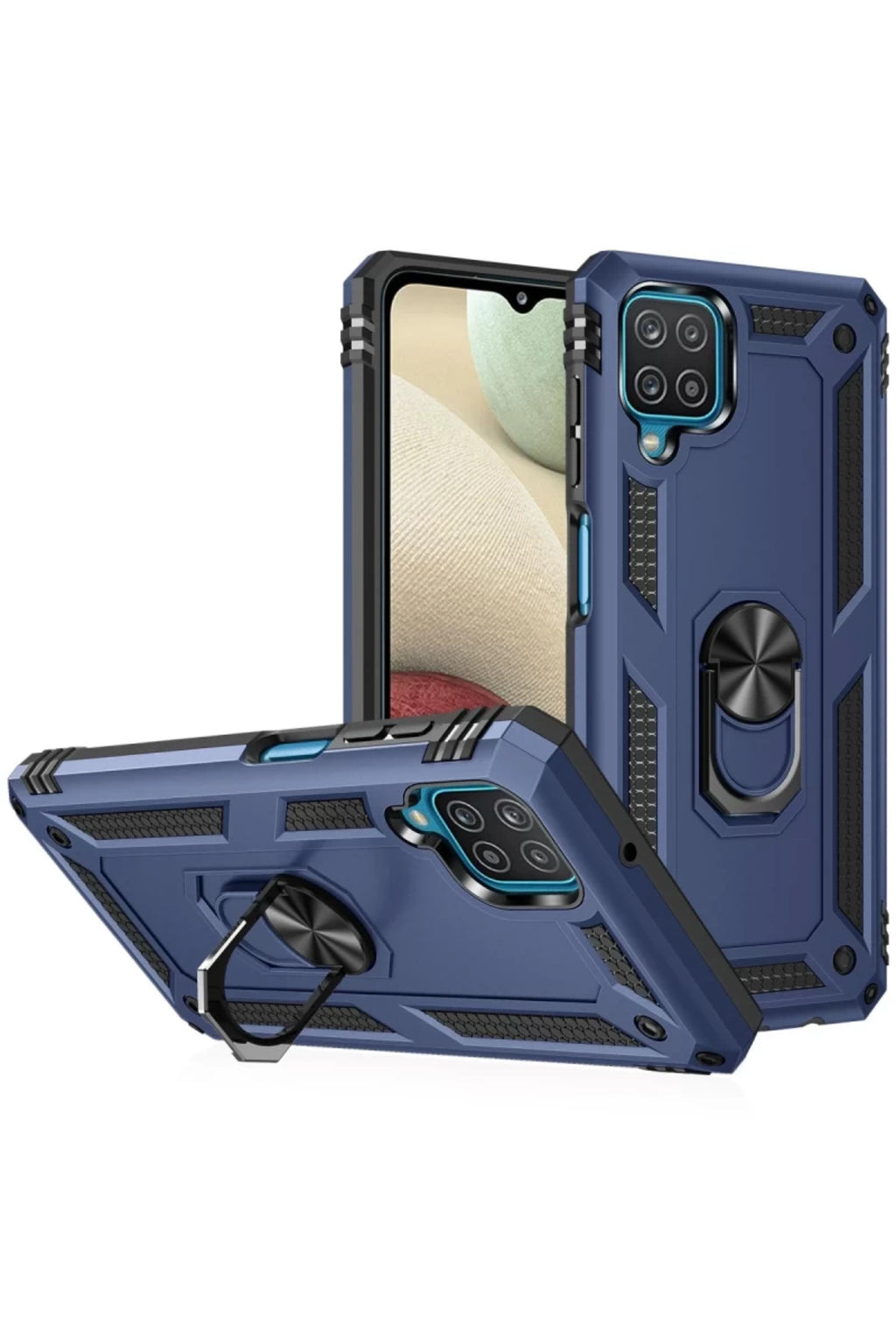 Samsung Galaxy A22 Uyumlu Kılıf Sofya Yüzüklü Silikon Kapak - Lacivert