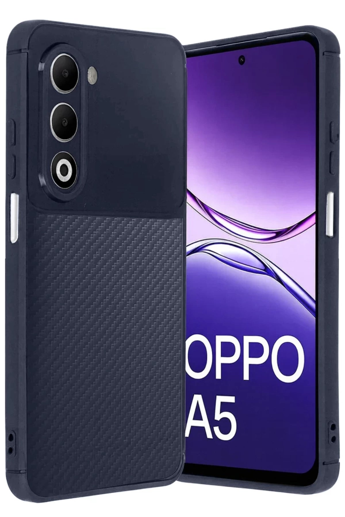 Oppo A5 4G Uyumlu Auto Focus Karbon Kapak - Lacivert