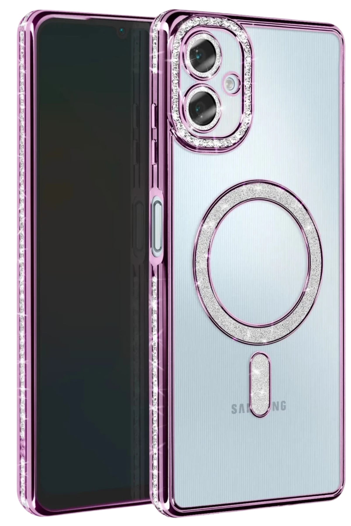 Samsung Galaxy A06 Uyumlu Joke Simli Magneticsafe Kılıf - Derin Mor