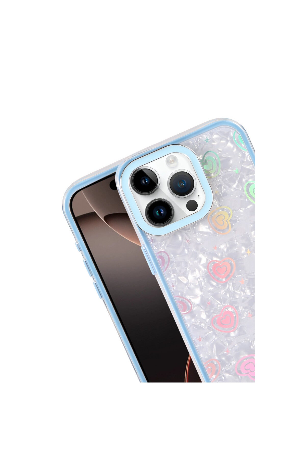 Apple iPhone 16 Pro Uyumlu Lumi Desenli Kapak - Mavi