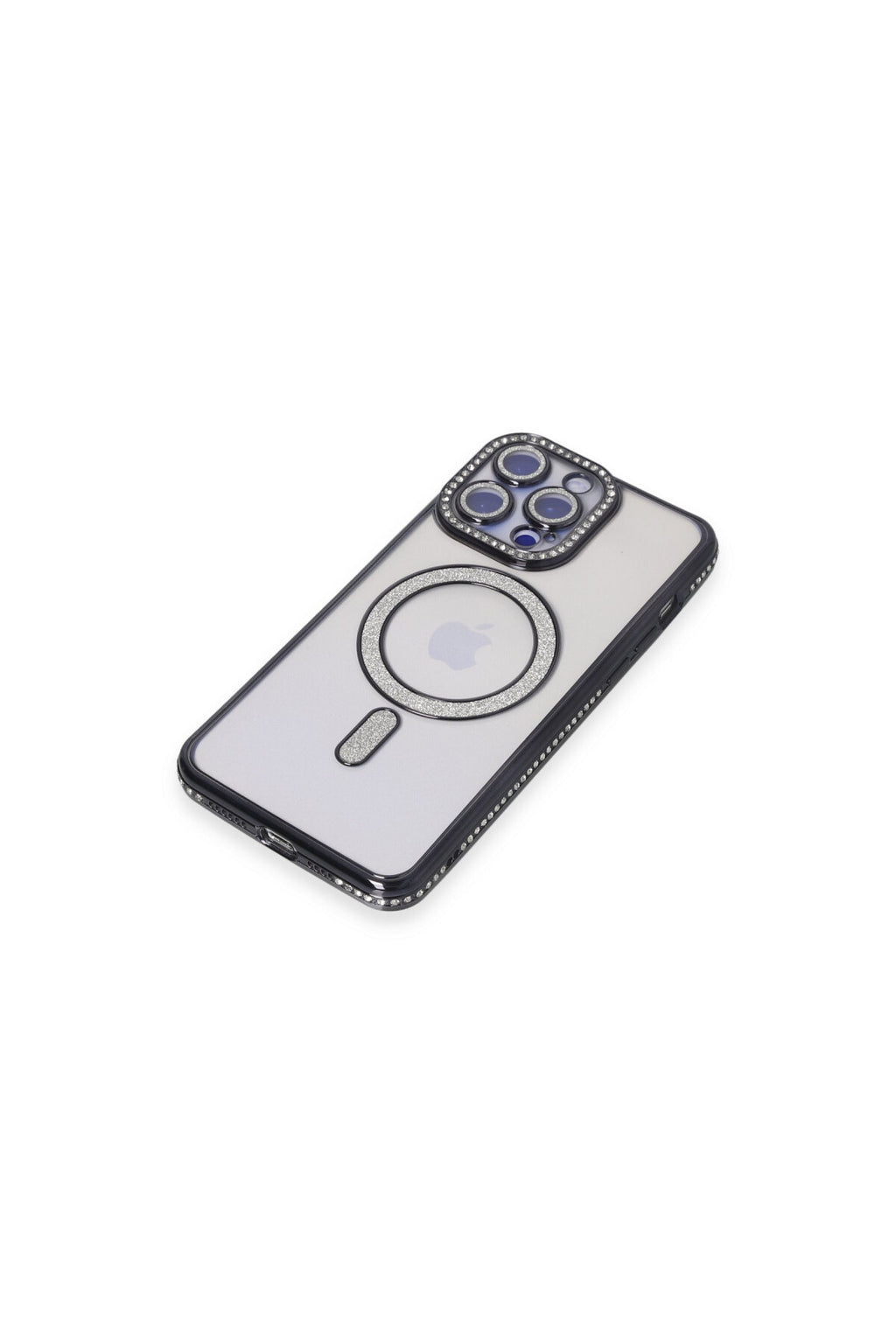 Apple iPhone 15 Pro Uyumlu Kılıf Joke Simli Magneticsafe Kılıf - Siyah