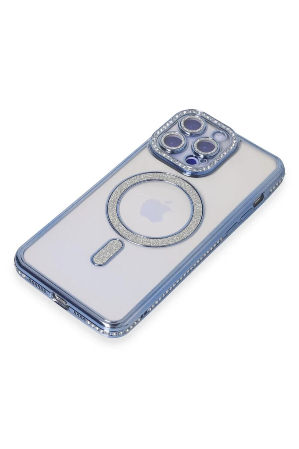 Apple iPhone 15 Pro Uyumlu Kılıf Joke Simli Magneticsafe Kılıf - Mavi