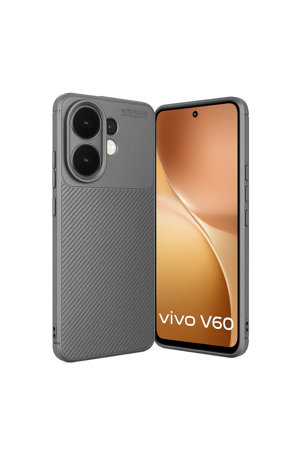 Vivo V60 5G Uyumlu Auto Focus Karbon Kapak - Gri