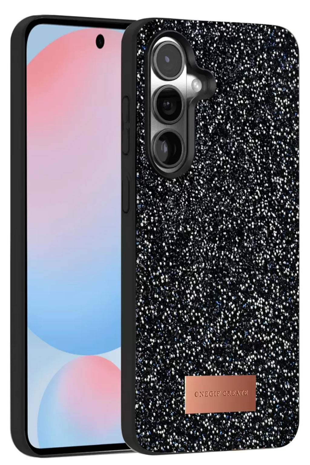 Onegif Samsung Galaxy S24 Uyumlu Bright Simli Kapak - Siyah