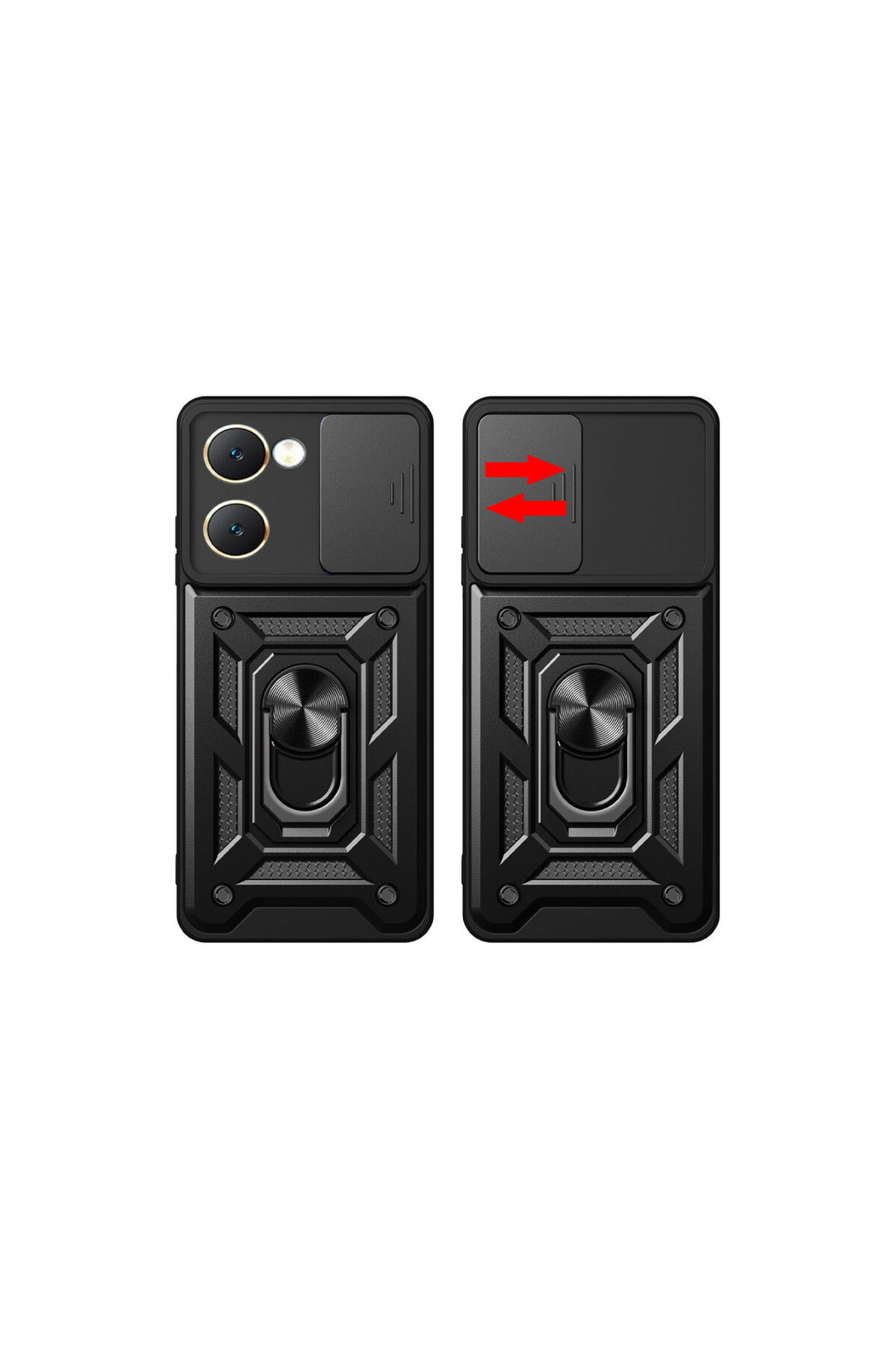 Vivo Y18 Uyumlu Kılıf Pars Lens Yüzüklü Silikon - Siyah