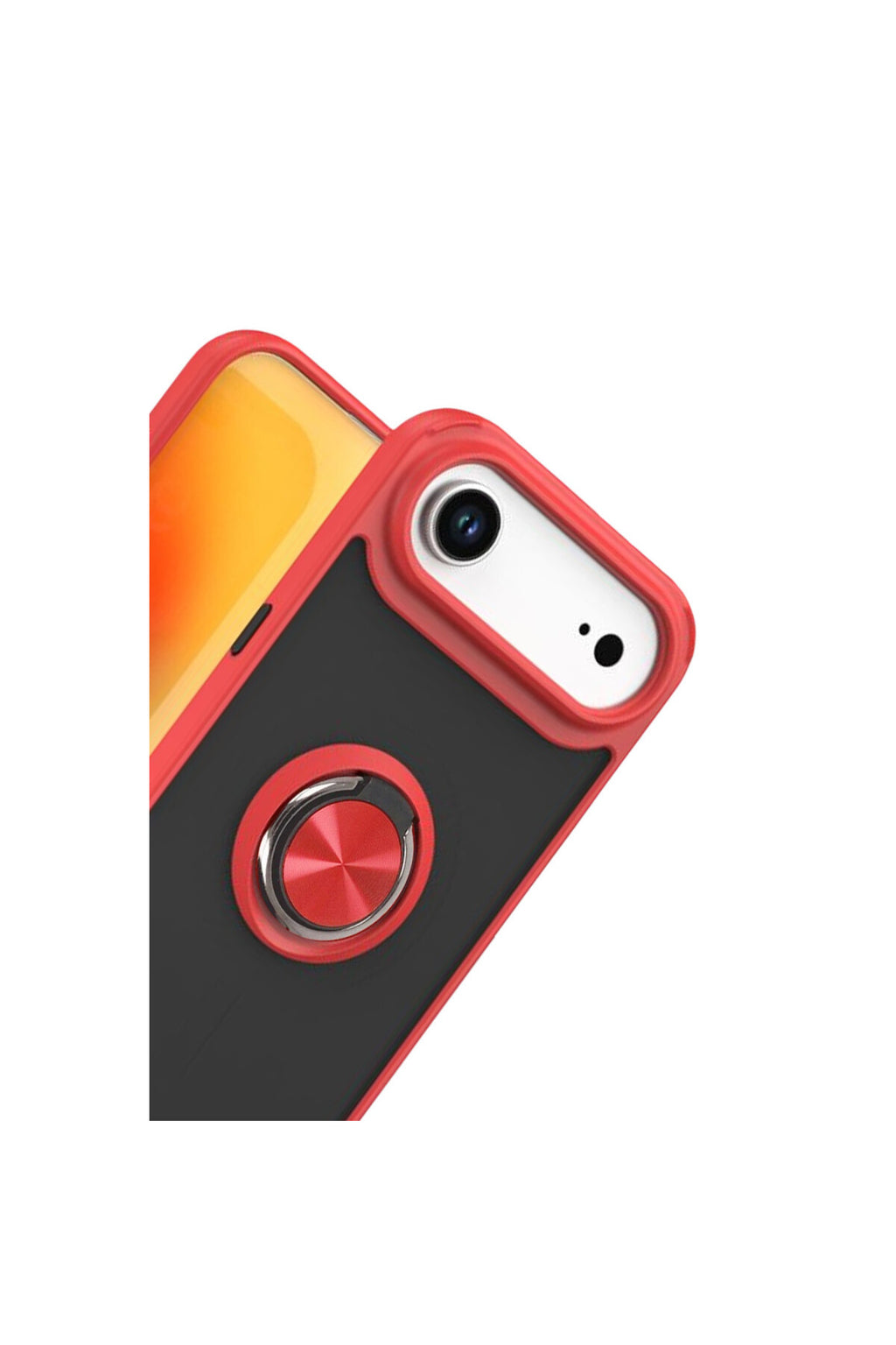 Apple iPhone 17 Air Uyumlu Montreal Yüzüklü Silikon Kapak - Kırmızı