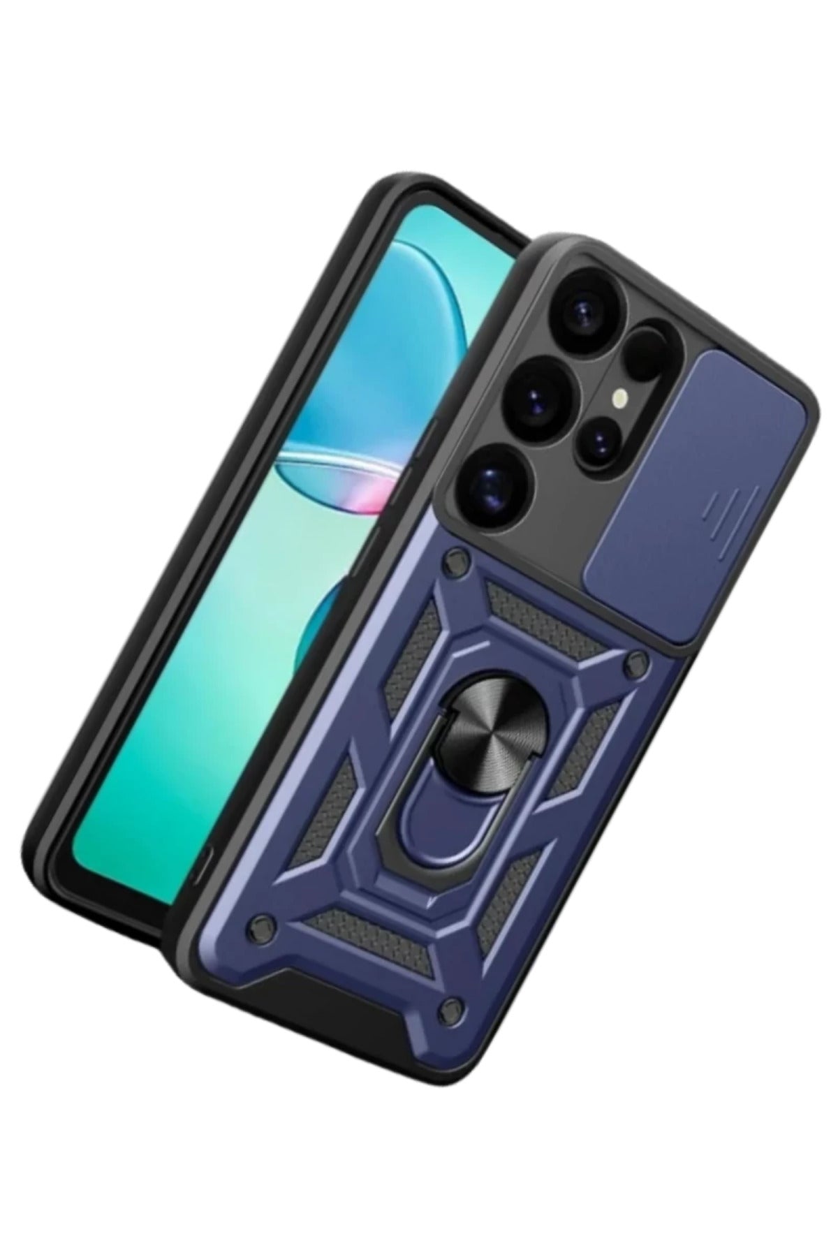 Samsung Galaxy S26 Ultra Uyumlu Pars Lens Yüzüklü Silikon - Lacivert