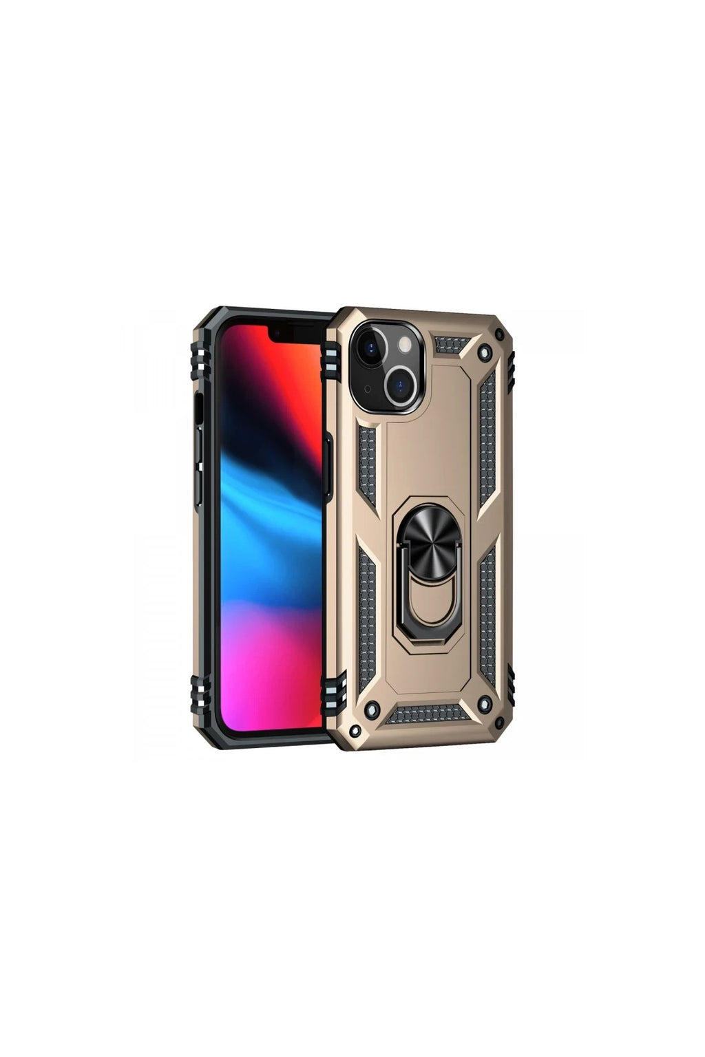 Apple iPhone 14 Uyumlu Kılıf Sofya Yüzüklü Silikon Kapak - Gold