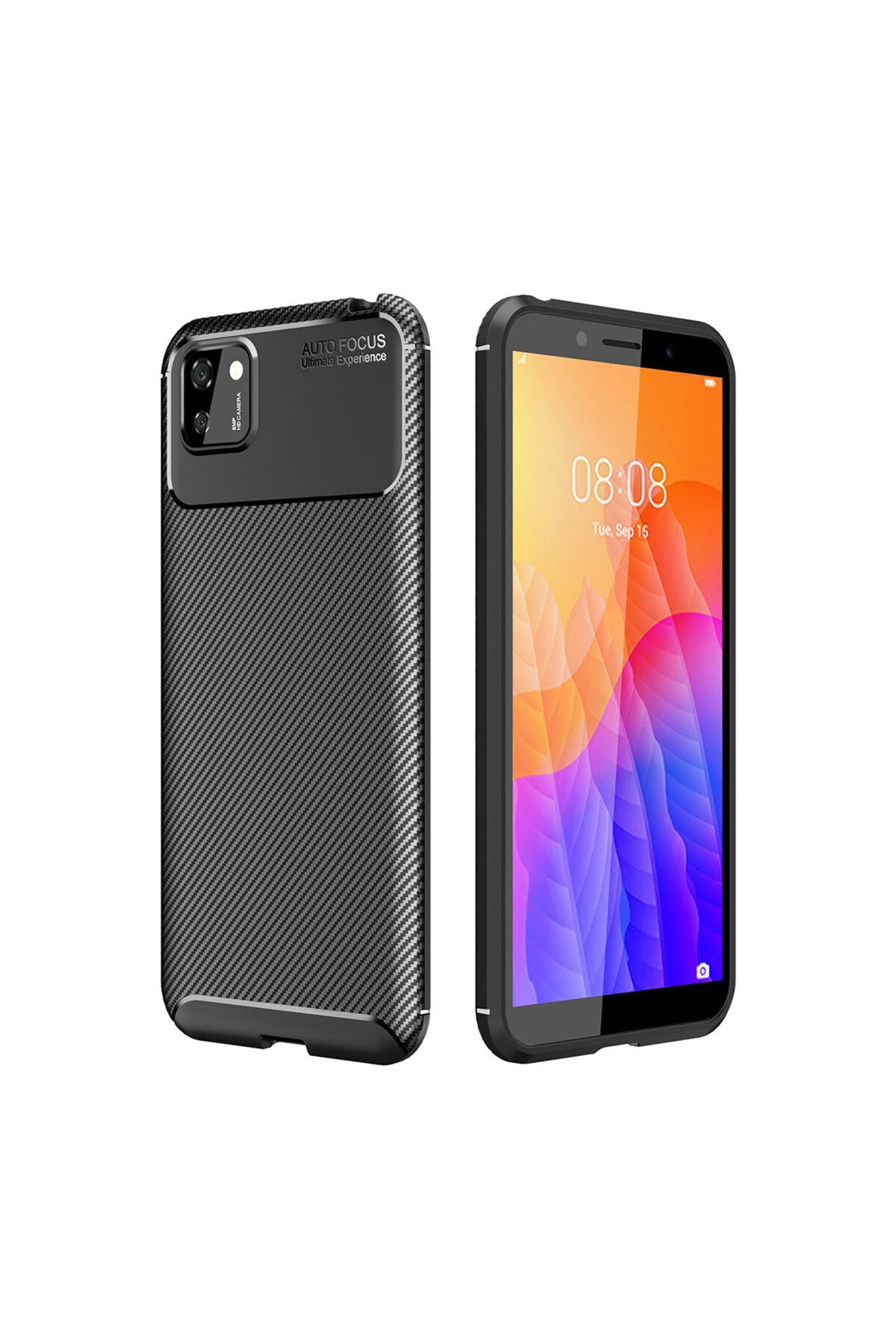 Huawei Y5P Uyumlu Kılıf Auto Focus Karbon Kapak - Siyah
