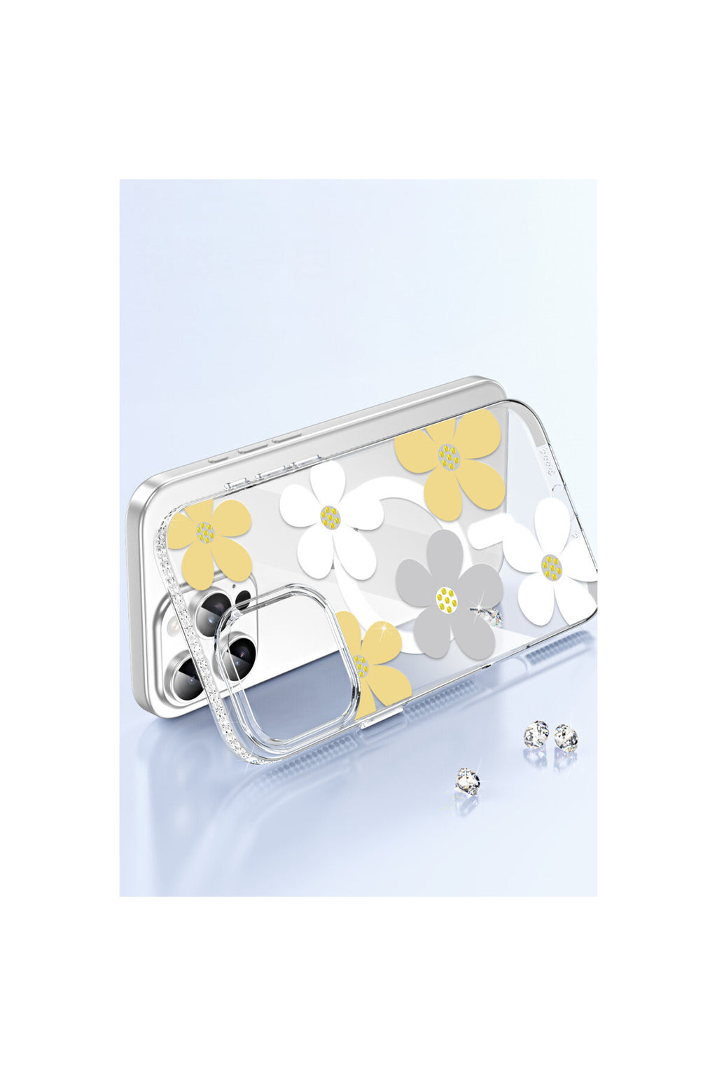 Joko Apple iPhone 15 Pro Max Uyumlu Floral Magsafe Kapak - Beyaz