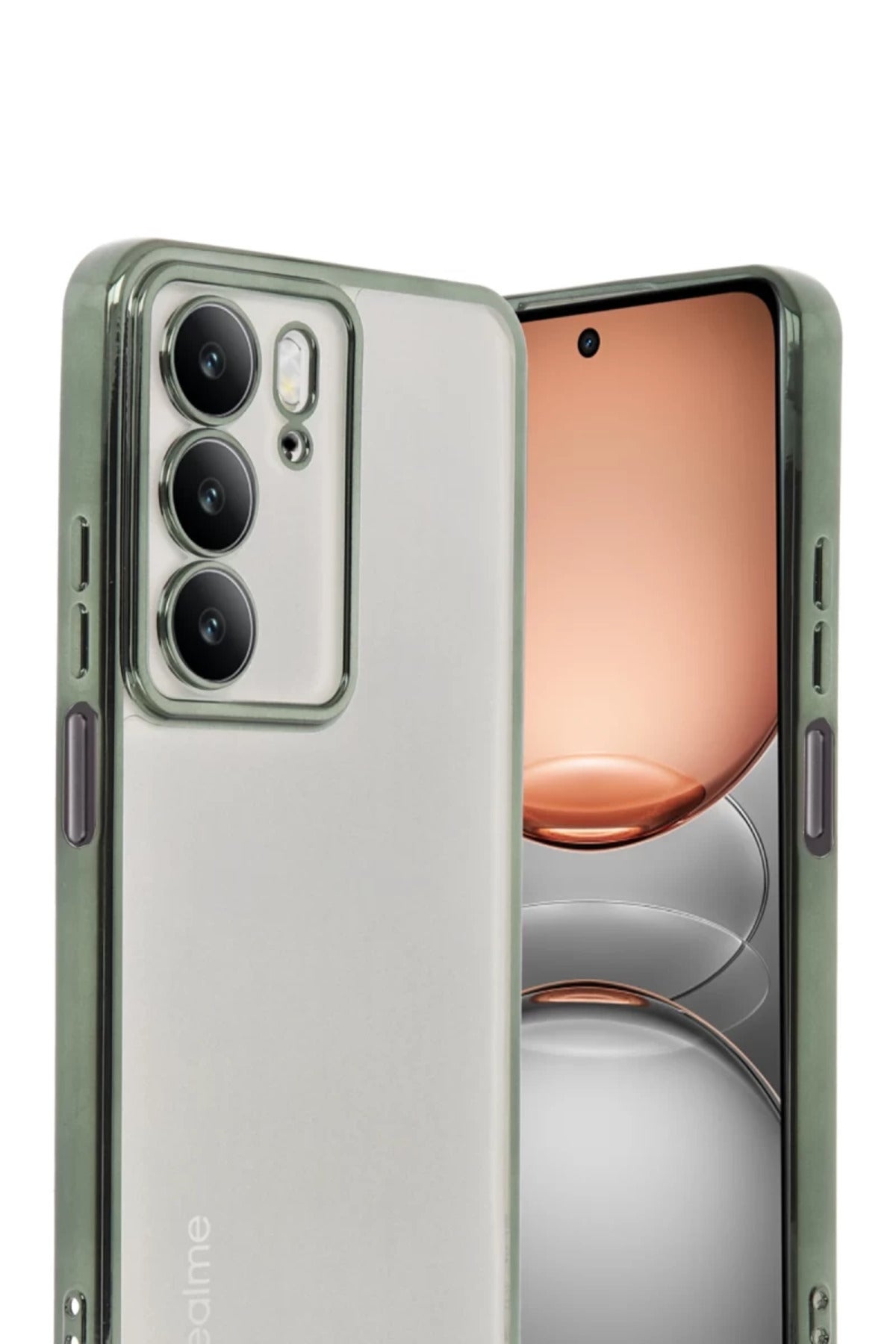 Realme C75 4G Uyumlu Kılıf Lensli Silikon - Yeşil