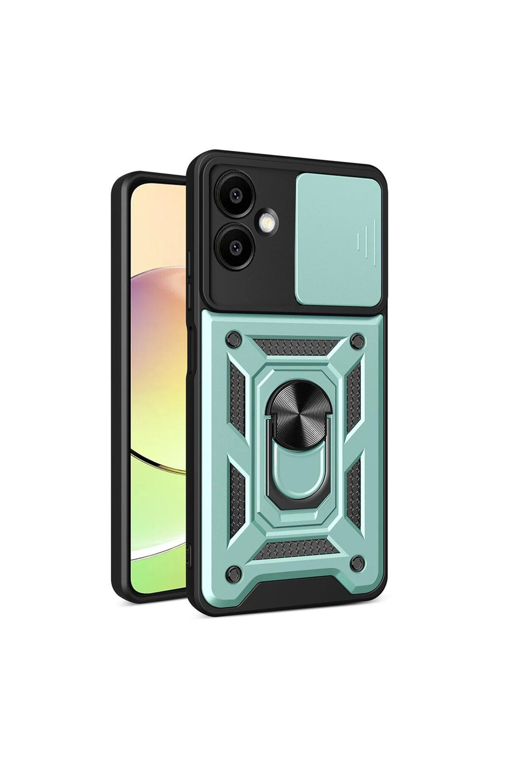 Samsung Galaxy A07 4G Uyumlu Pars Lens Yüzüklü Silikon - Yeşil