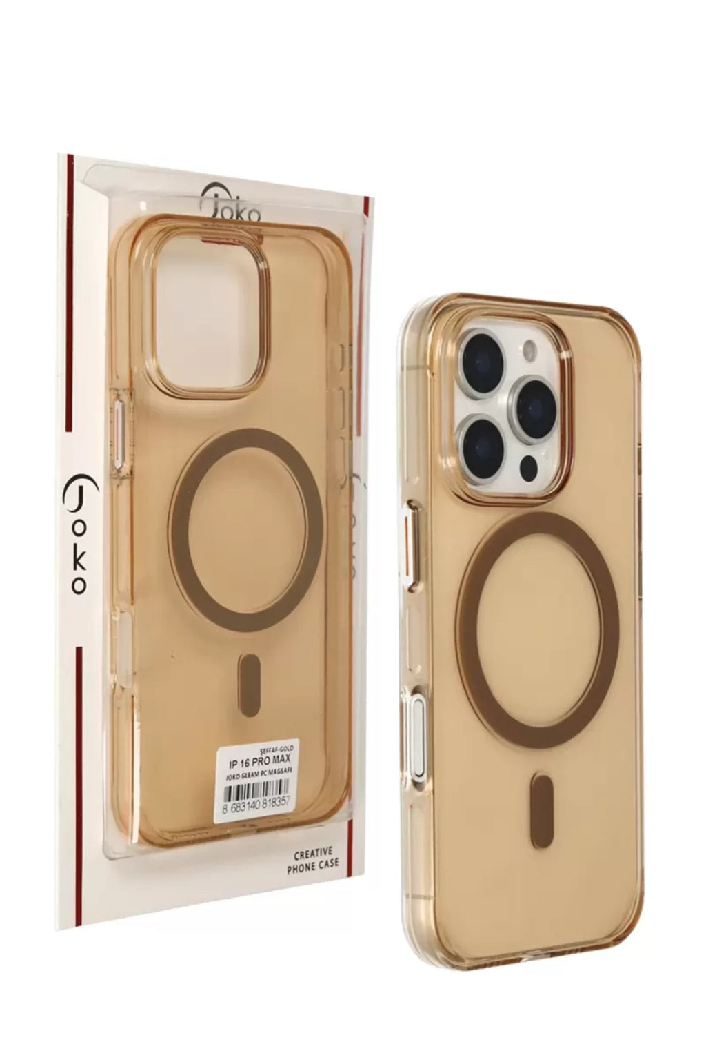 Joko Apple iPhone 16 Pro Max Uyumlu Gleam PC Sert Magsafe Kılıf - Şeffaf-Gold