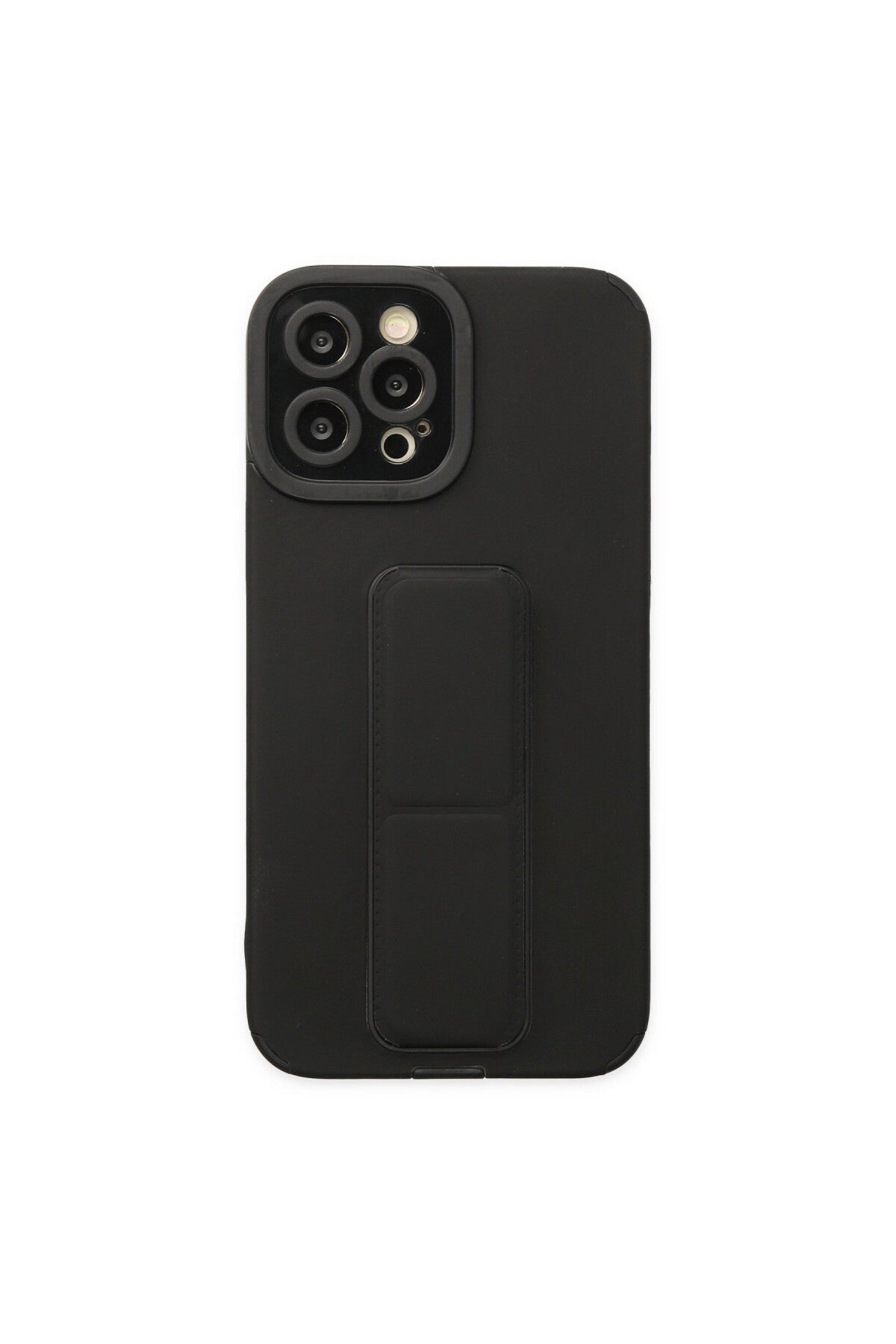 Apple iPhone 12 Pro Max Uyumlu Kılıf Mega Standlı Silikon - Siyah
