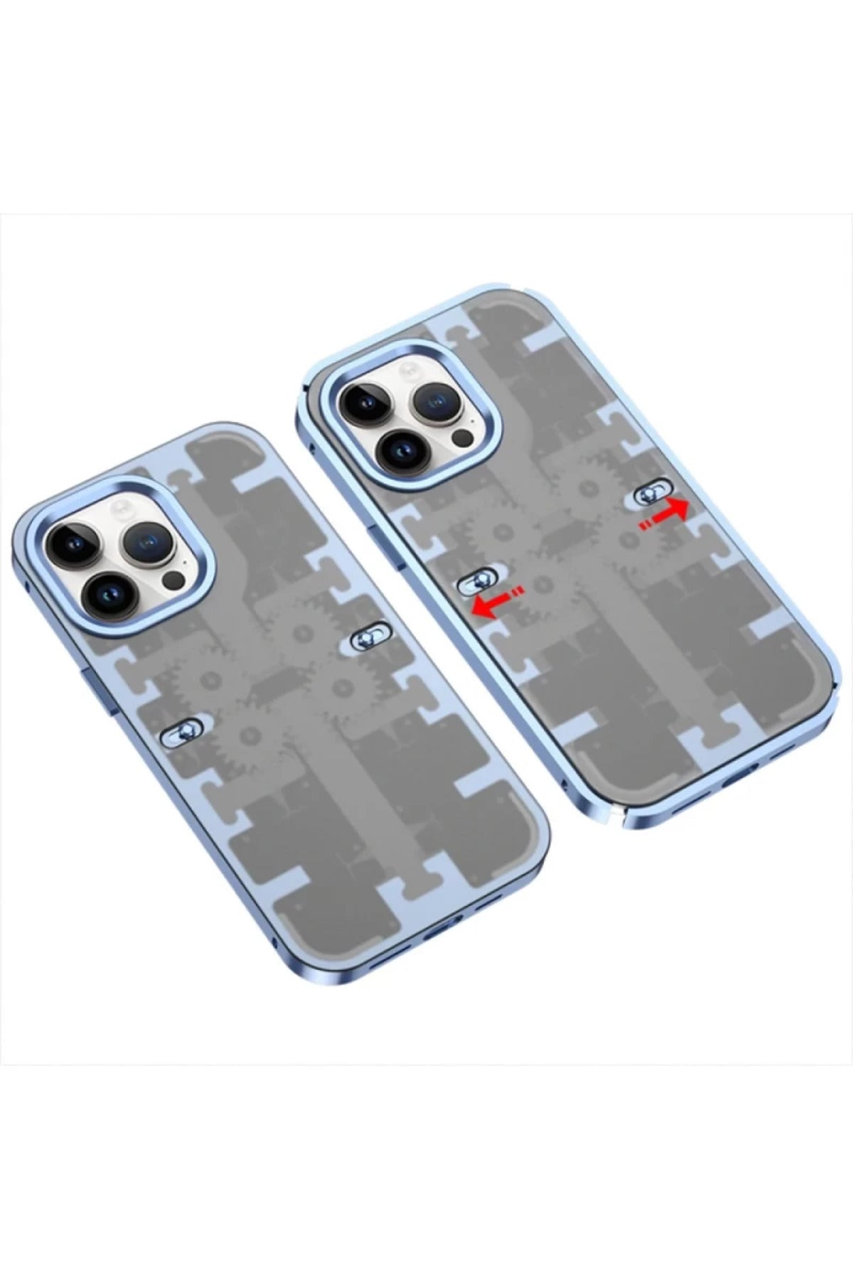 Apple iPhone 13 Pro Max Uyumlu Kılıf Mekanik Bumper Kapak - Mavi