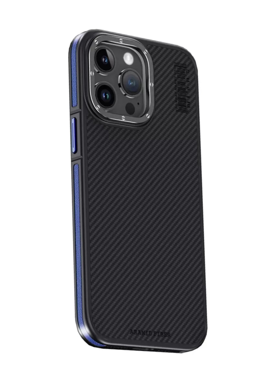 Joko Apple iPhone 15 Pro Uyumlu Kılıf Aramid 600D Kevlar Karbon Fiber Magsafe Kapak - Lacivert