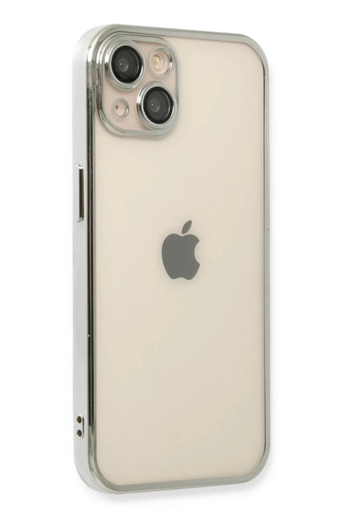 Apple iPhone 14 Plus Uyumlu Kılıf Lensli Silikon - Gümüş