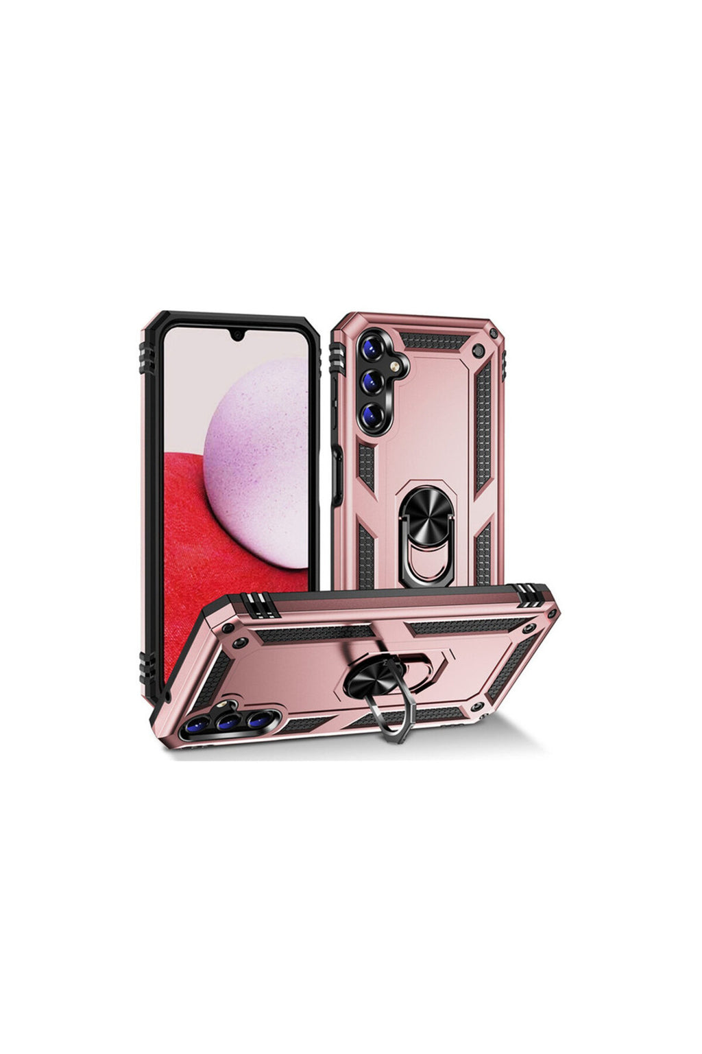 Samsung Galaxy A04S Uyumlu Kılıf Sofya Yüzüklü Silikon Kapak - Rose