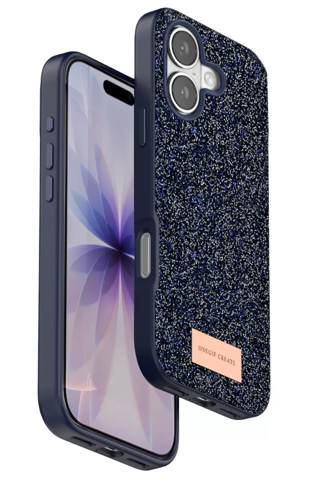 Onegif Apple iPhone 17 Uyumlu Bright Simli Kapak - Mavi