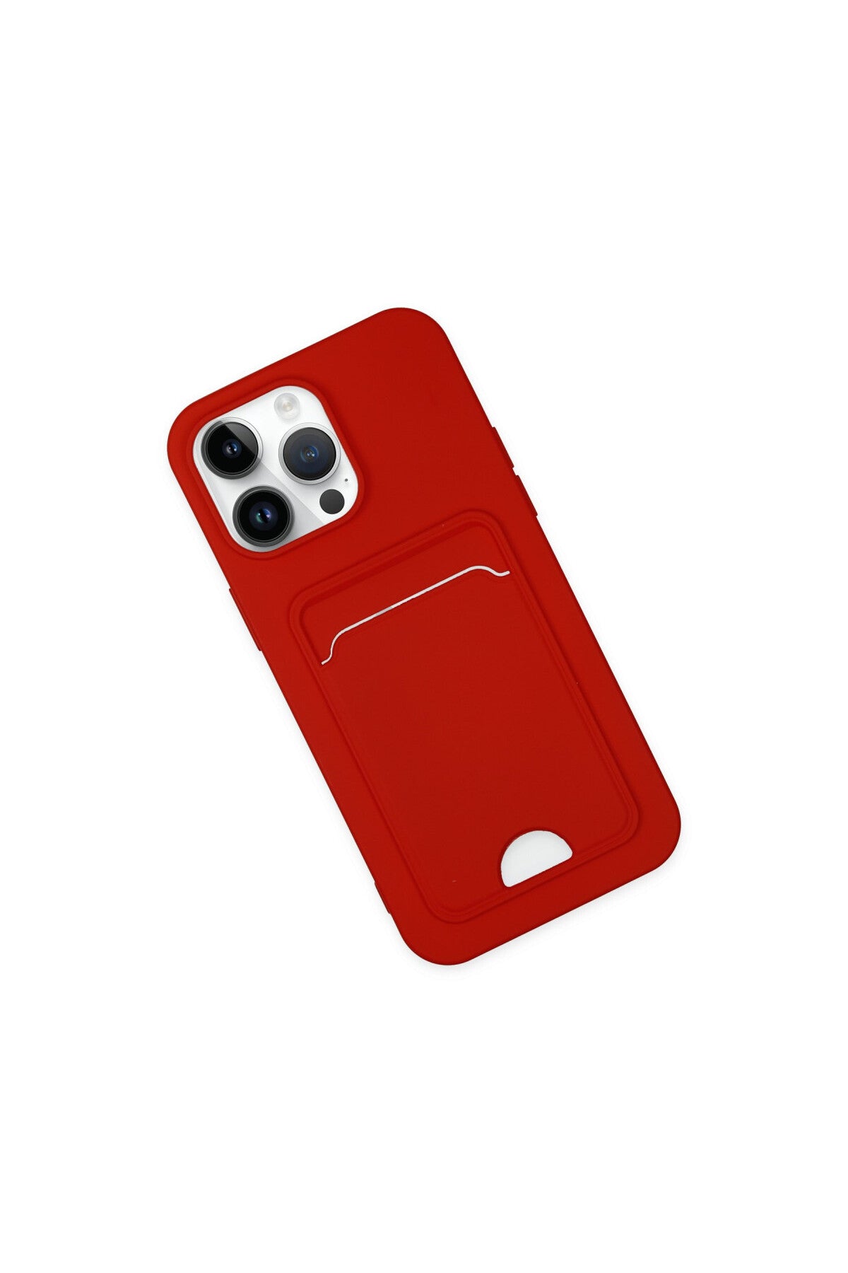 Apple iPhone 14 Pro Uyumlu Kılıf Kelvin Kartvizitli Silikon - Kırmızı