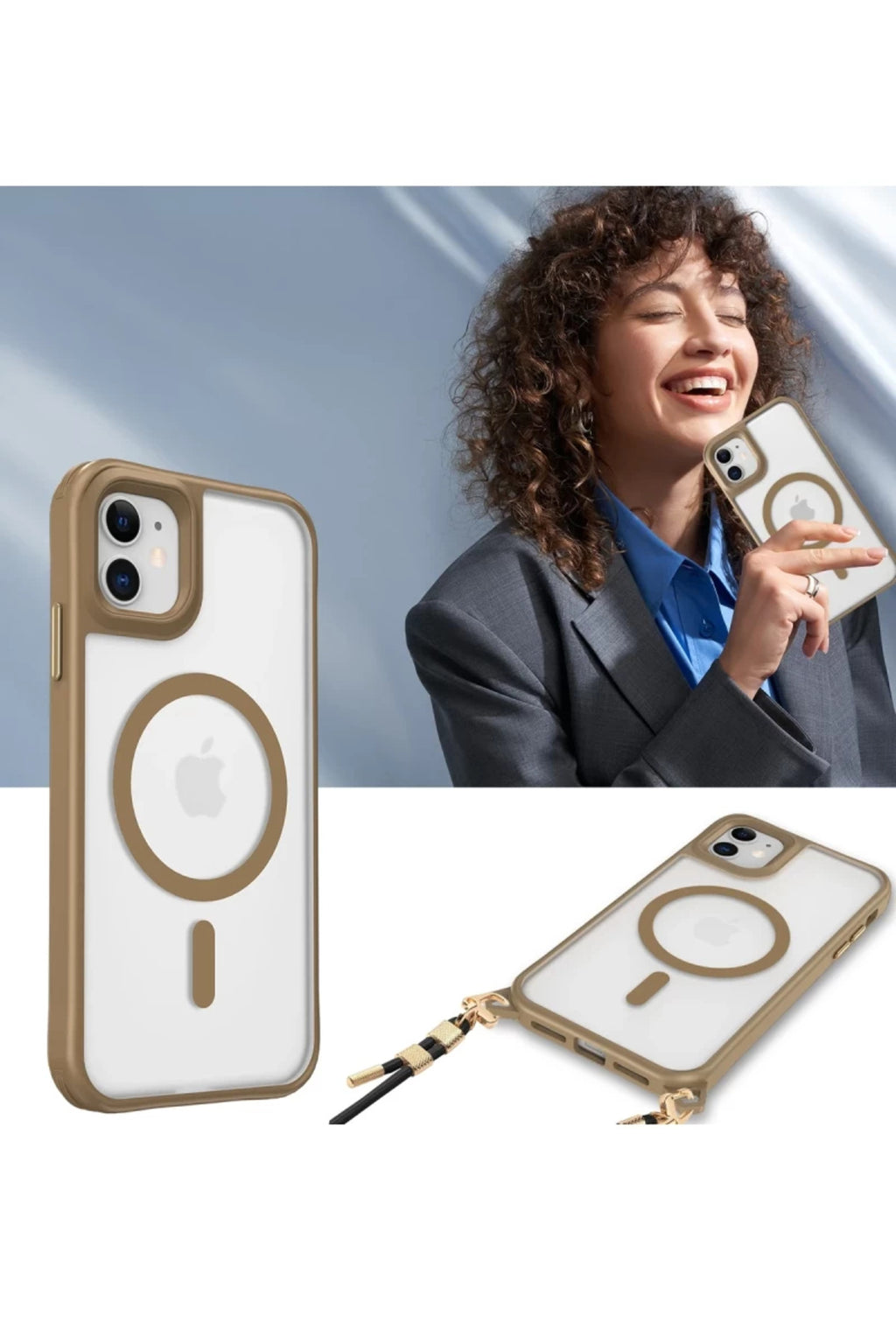 Apple iPhone 12 Uyumlu Kılıf Enka Magsafe Silikon Kılıf - Desert