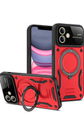 Apple iPhone 11 Uyumlu Kılıf Joy Lens Standlı Kapak - Kırmızı