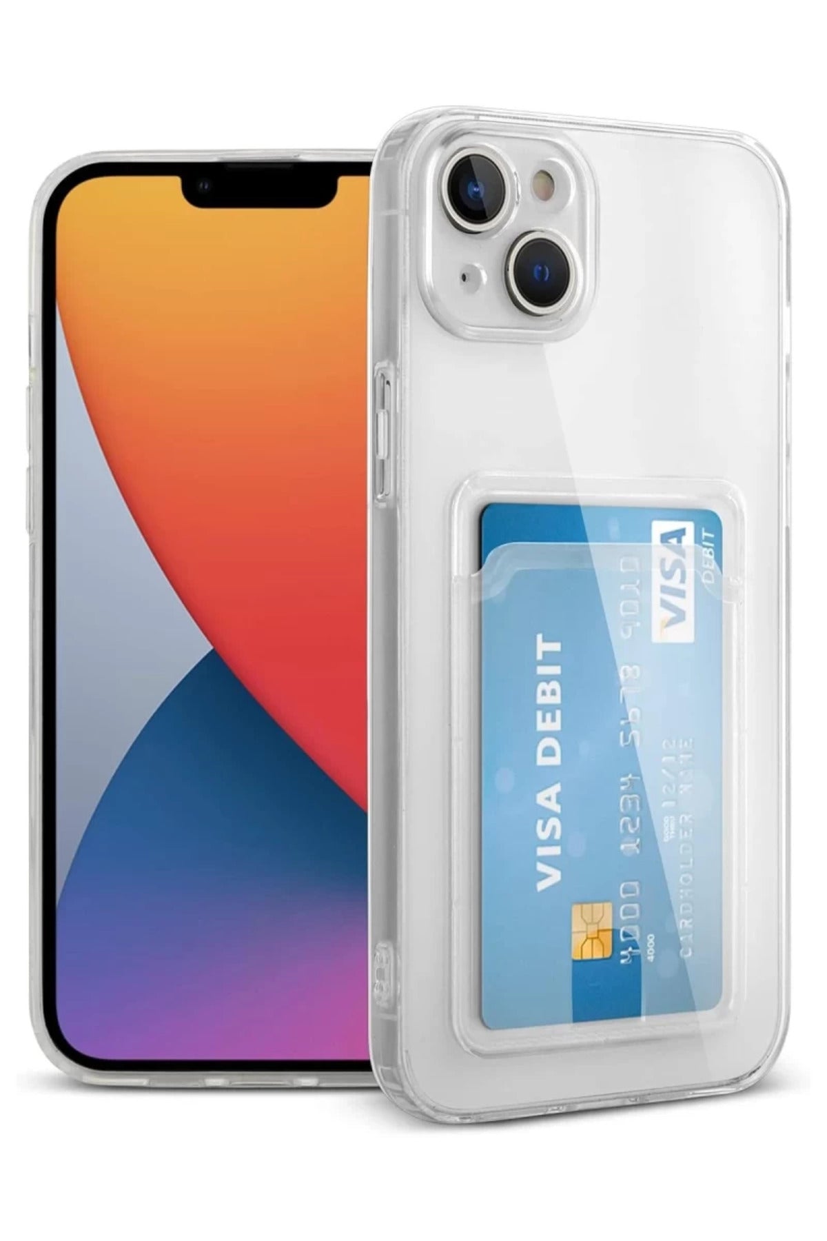 Apple iPhone 14 Uyumlu Kılıf Kart Şeffaf Silikon - Şeffaf