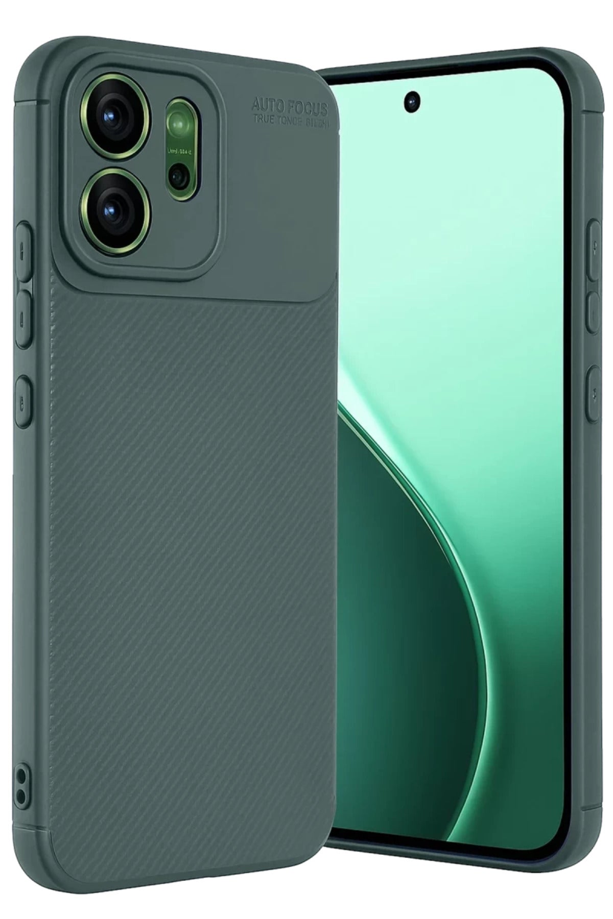 Oppo Reno 14F Uyumlu Auto Focus Karbon Kapak - Koyu Yeşil