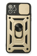 Apple iPhone 11 Pro Uyumlu Kılıf Pars Lens Yüzüklü Silikon - Gold