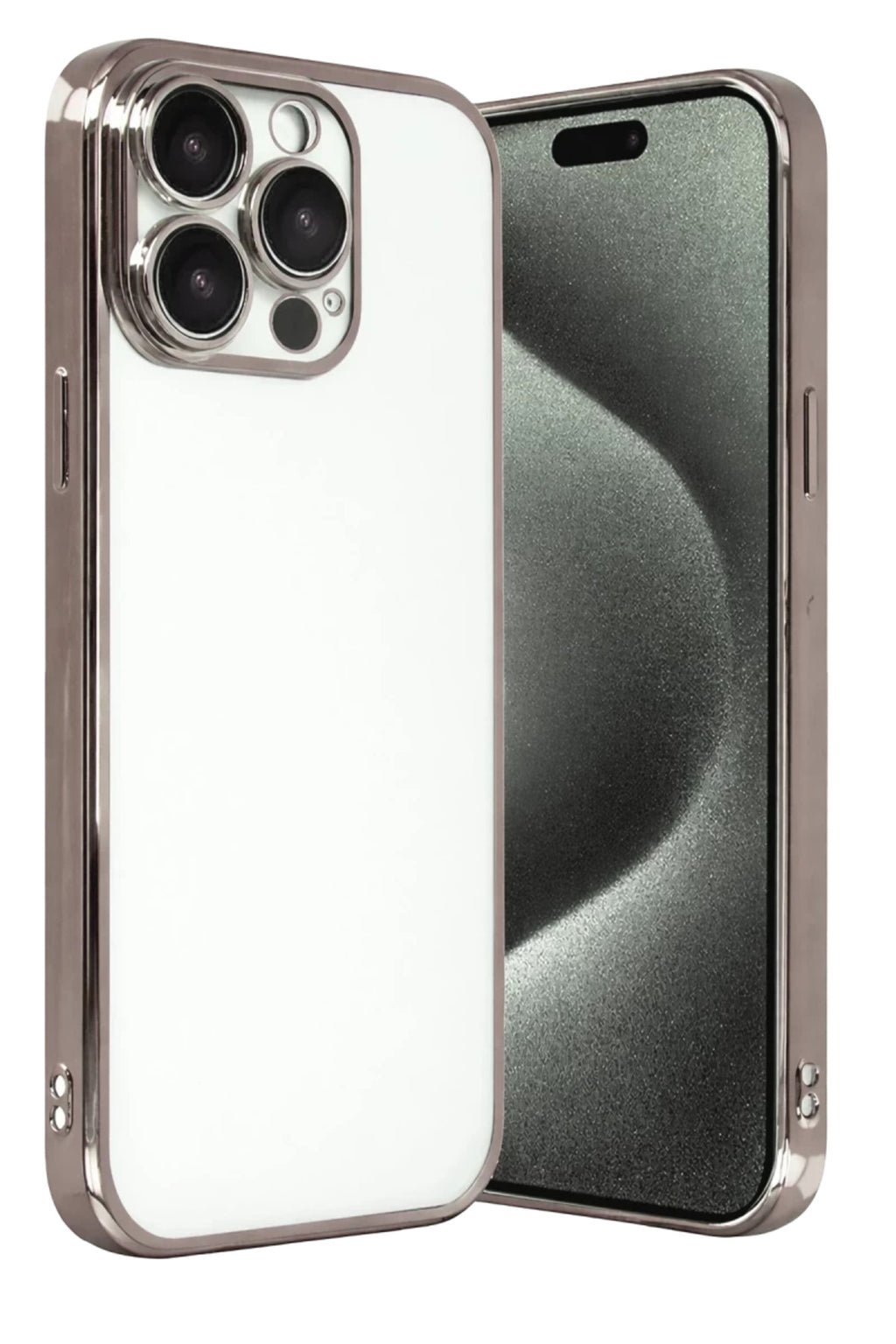 Apple iPhone 15 Pro Max Uyumlu Lensli Silikon - Titan Gri