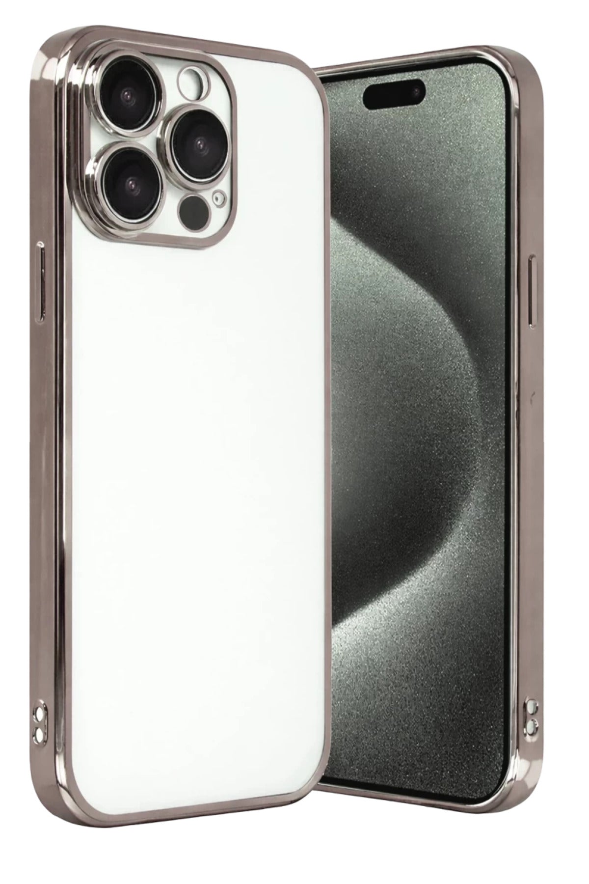 Apple iPhone 15 Pro Max Uyumlu Lensli Silikon - Titan Gri