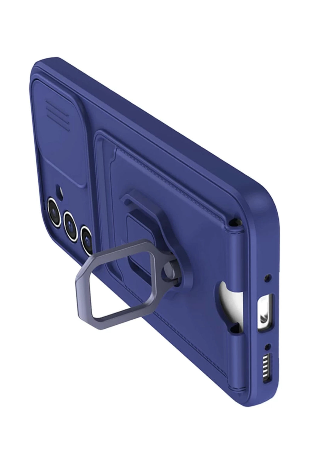 Samsung Galaxy A36 Uyumlu Kılıf Zuma Kartvizitli Yüzüklü Silikon - Lacivert