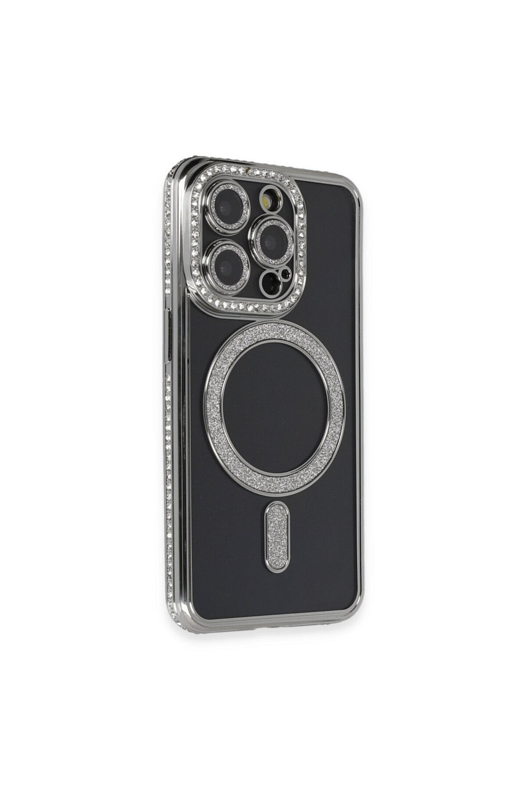 Apple iPhone 14 Pro Max Uyumlu Kılıf Joke Simli Magneticsafe Kılıf - Gri