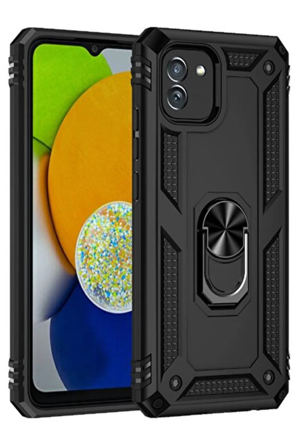Samsung Galaxy A03 Uyumlu Kılıf Sofya Yüzüklü Silikon Kapak - Siyah