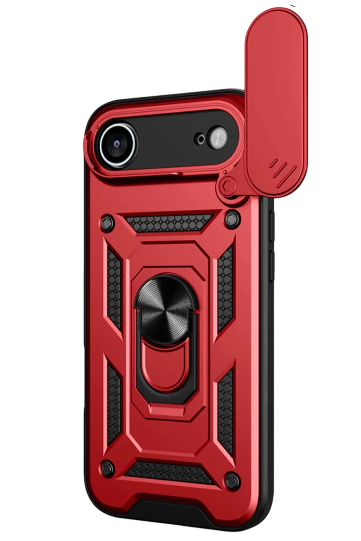 Apple iPhone 17 Air Uyumlu Pars Lens Yüzüklü Silikon - Kırmızı