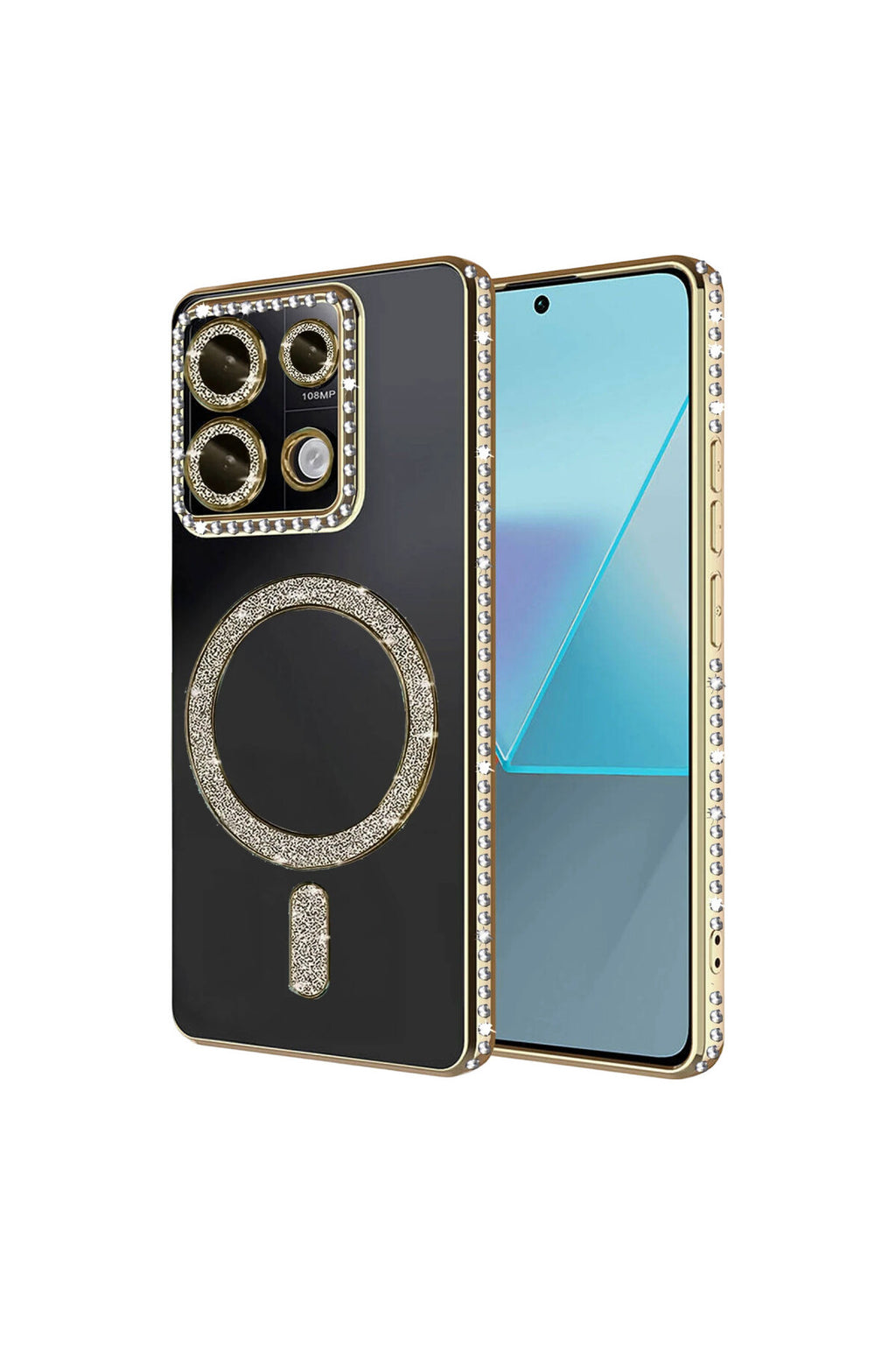 Xiaomi Redmi 13C Uyumlu Joke Simli Magneticsafe Kılıf - Gold