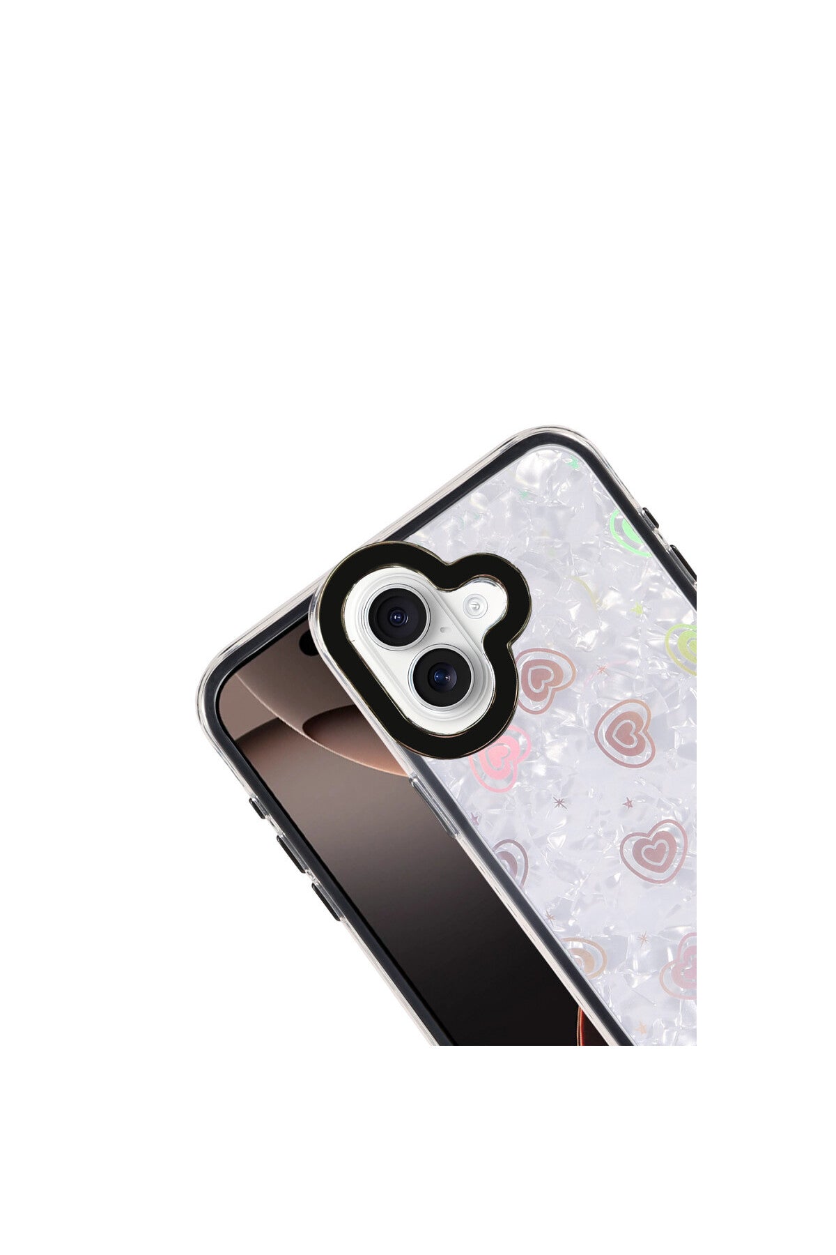 Apple iPhone 16 Uyumlu Lumi Desenli Kapak - Siyah