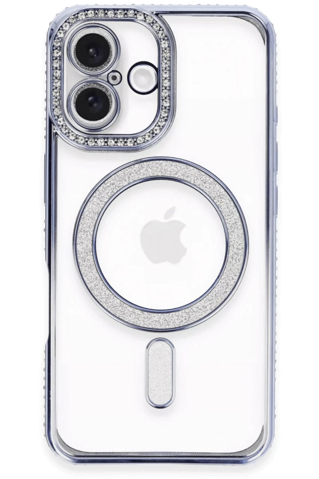 Apple iPhone 16 Uyumlu Kılıf Joke Simli Magneticsafe Kılıf - Mavi