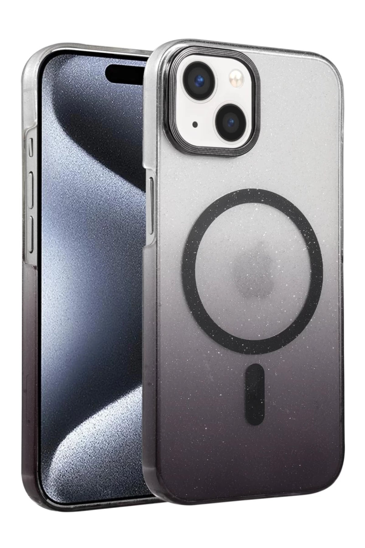 Apple iPhone 15 Plus Uyumlu Glossy Magsafe Kapak - Siyah