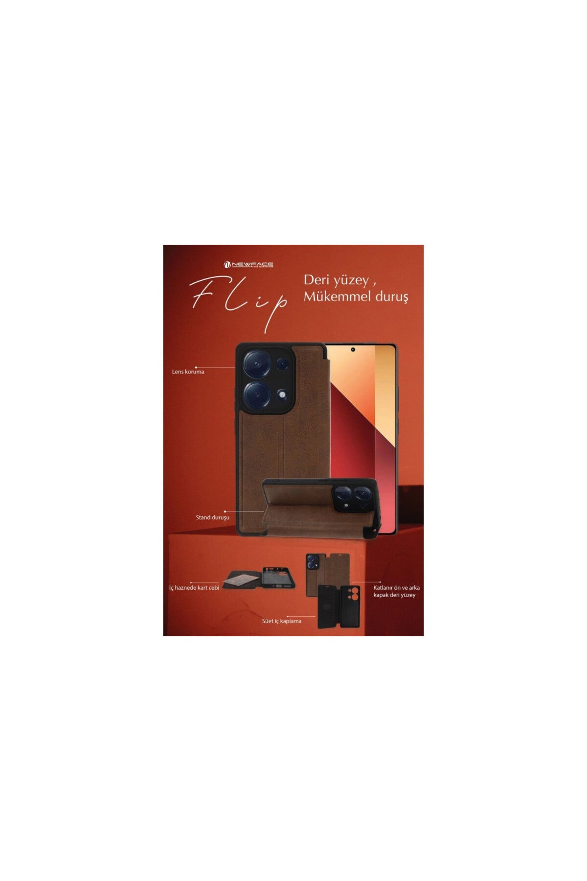 Apple iPhone 14 Pro Max Uyumlu Kılıf Flip Cover - Kırmızı